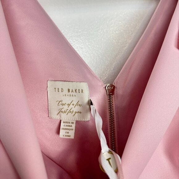 TED BAKER London Belliah Bow Shoulder Body-Con Dress in Dusky Pink Size US 2 NWT - Picture 6 of 12